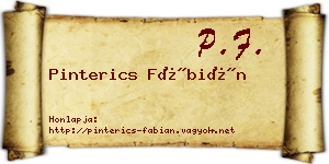 Pinterics Fábián névjegykártya